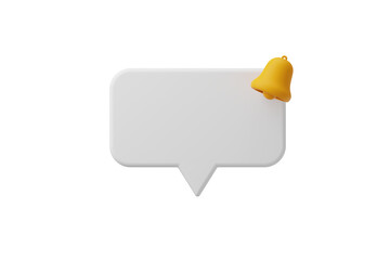 Wall Mural - 3d speech bubble icon on pink background. 3d speech bubble and notification bell object isolated bac