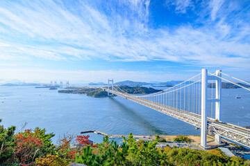 Wall Mural - 秋の瀬戸大橋　鷲羽山展望台　岡山県倉敷市　Seto Ohashi Bridge in autumn. Wasyuzan observatory. Okayama Prefecture, Kurashiki city.