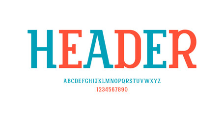 Aufkleber - Slab serif font alphabet, letters from A to Z and numbers from 0 to 9, vector illustration 10EPS