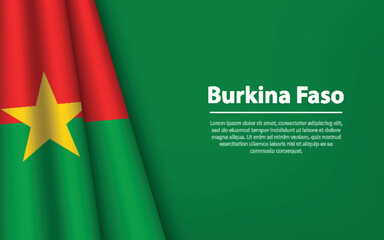 Canvas Print - Wave flag of Burkina Faso with copyspace background.