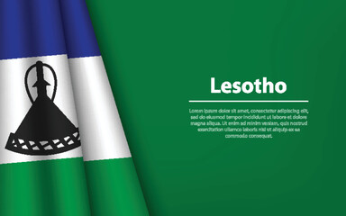 Wall Mural - Wave flag of Lesotho with copyspace background.