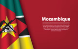 Fototapeta  - Wave flag of Mozambique with copyspace background.