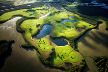 Aerial Image Of A European Golf Course. Generative AI
