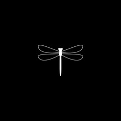 Sticker - Dragonfly icon isolated on dark background