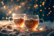 Drinking hot tea in winter. Generative AI.