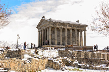 Wall Mural - Temple of Garni in snow, Armenia