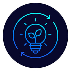 Sticker - light bulb and plant icon, linear