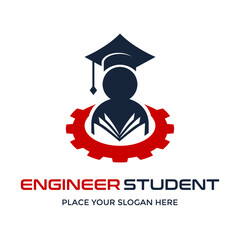 Engineer student vector logo template. This design use gear symbol. Suitable for education.