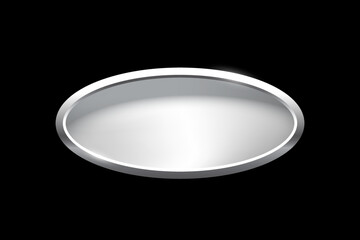 Poster - silver ellipse shape button with frame vector illustration. 3d steel glossy elegant design for empty