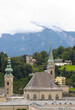 View of the city of Salzburg against the backdrop of the mountains