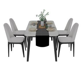 Canvas Print - 3d rendering simple dining room with four seats realistic
