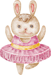 Aufkleber - Bunny ballerina animal character illustration