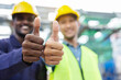 Team Construction worker standing with thumbs up Show confidence in working professionally. Great work and success in planning the work of the team. employment contract agreement