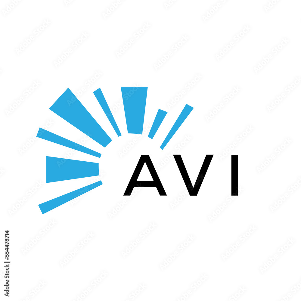 AVI letter logo. AVI blue image on white background and black letter ...