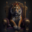 tiger on the throne in the crown
