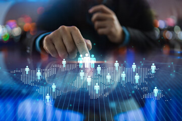 Wall Mural - businessman planing global network connection of structure hr - human resources. business leadership