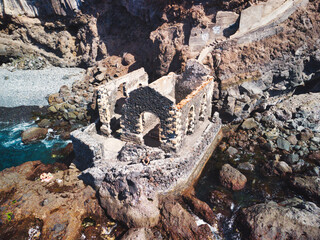 Ruins on the coast of Tenerife seen from drone
