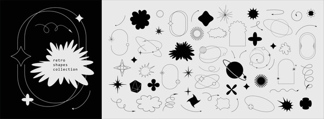 Wall Mural - trendy geometric design elements. simple shapes forms and frames inspired brutalism, abstract bauhau