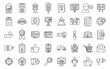© anatolir - Featured product icons set outline vector. Data survey. Start product
