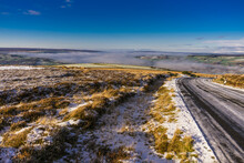 Winter Scene On The North Yorkshire Moors Above Grosmont - Snow, Ice And Early Morning Mist.