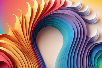 Poster - gradient backdrop with an abstract fantasy rainbow figure. design, art. generative ai