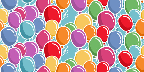 Poster - Background from colored balloons. Vector repeating pattern of colored balloons. Seamless vector balloon background for print.
