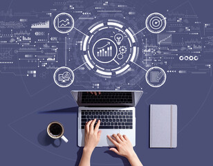 Poster - data analysis concept with person using a laptop computer