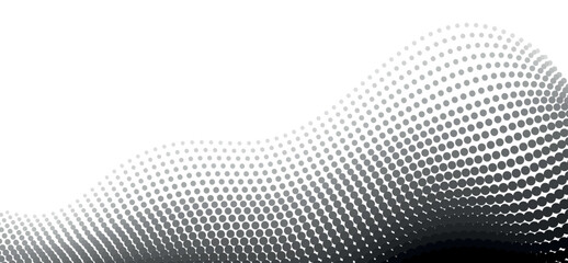 Wall Mural - Abstract wave halftone black and white. Monochrome texture for printing on badges, posters, and business cards.