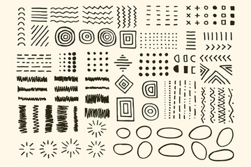 Fototapete - Vector illustration. Abstract graphic elements in minimal trendy style. Vector set of hand drawn elements. Design for posters, layouts, covers, invitations, cards, social media posts, stories, flyers