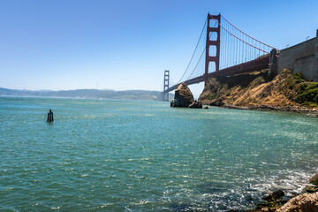 Famous Golden Gate Bridge On The Pacific Ocean In The San Francisco Harbor