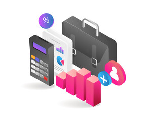 Poster - Flat isometric 3d illustration additional business cooperation