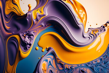 Wall Mural - Colored ink flow in abstract shape background. 3D render. Generative AI.