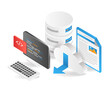© hasan - Flat isometric 3d illustration programmer web hosting database