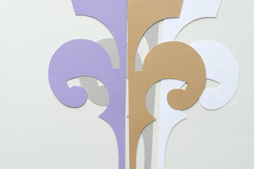 Canvas Print - purple, brown, silver, and white elegant decor shapes on blank paper