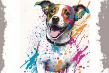 Illustration Of Pop-Art Paint Splatter Jack Russell Terrier