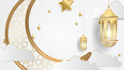 Ramadan background design with islamic decoration for greeting card. Vector illustration