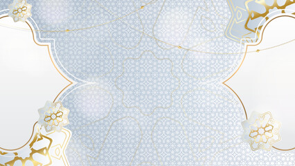 Ramadan background design with white and gold islamic decoration for greeting card. Vector illustration