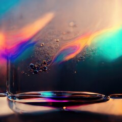 Wall Mural - Reflection and refraction of bubbled water in a glass, background design generated by Ai, abstract, exquisite, elegant, retro and detailed