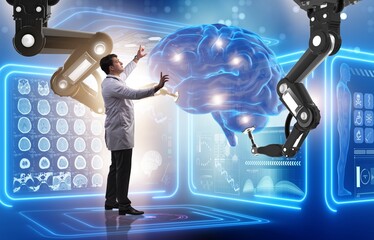 Wall Mural - Brain surgery done by robotic arm