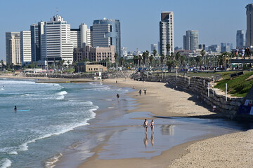 Wall Mural - Aerial landscape view of Tel Aviv beach Israel