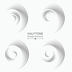 Fototapete - Dotted circular logo set. circular concentric dots isolated on the white background. Halftone fabric design. Halftone circle dots texture. Vector design element for various purposes.