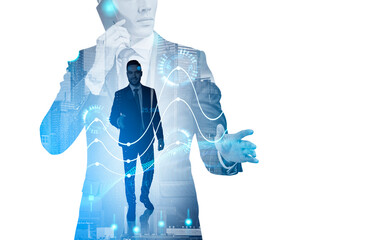 Poster - Businessman wearing formal suit standing stretching out hand for