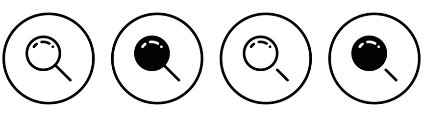 Poster - magnifier glass search inside circle icon set. style symbol for app and web, vector illustration