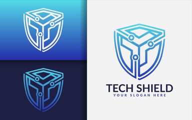 Poster - Tech Shield Logo Design. Usable for Business Brand, Tech and Company. Vector Logo Illustration.