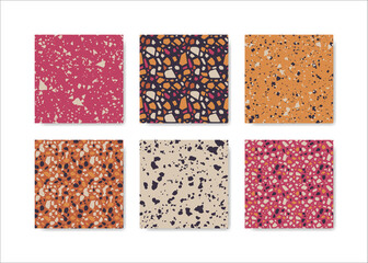 Wall Mural - Set of terrazzo seamless patterns. Terrazzo floor pattern. Terrazzo seamless pattern. Collection of terrazzo pattern