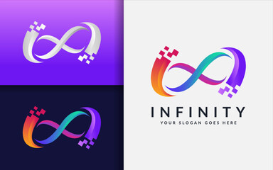 Poster - Creative Digital Infinity Logo Design with Tech Modern Style Concept.