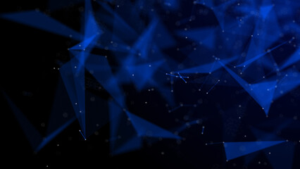 Poster - Abstract plexus blue geometry background. Digital technology network connection concept. 3D rendered illustration.