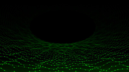 Poster - Galactic portal with linear connections. Optical illusion of a laser tunnel. Technological connections of space and time. The concept of leaders in the technological world. 3d rendering.