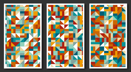 Aufkleber - Abstract geometric classic patterns, flat design polygonal background, colorful covers collection