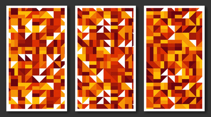 Aufkleber - Abstract geometric classic patterns, flat design polygonal background, colorful covers collection